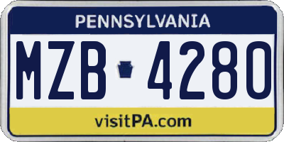 PA license plate MZB4280