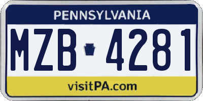 PA license plate MZB4281