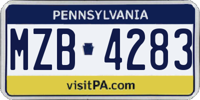 PA license plate MZB4283