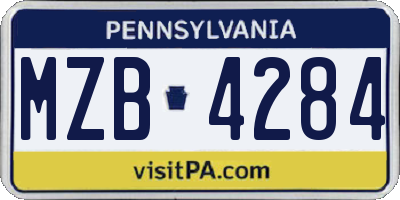 PA license plate MZB4284