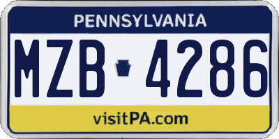 PA license plate MZB4286