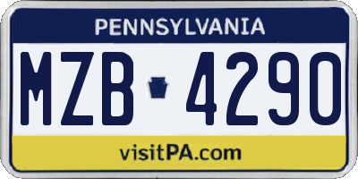 PA license plate MZB4290