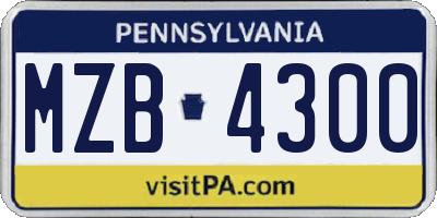 PA license plate MZB4300