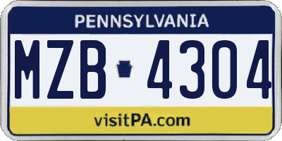 PA license plate MZB4304
