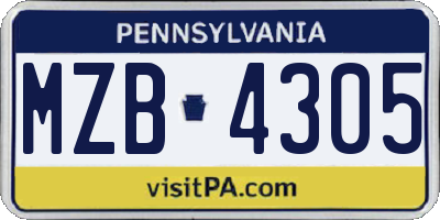 PA license plate MZB4305