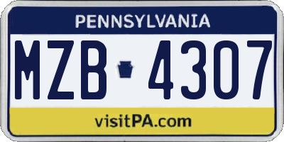 PA license plate MZB4307
