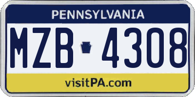 PA license plate MZB4308