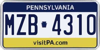 PA license plate MZB4310