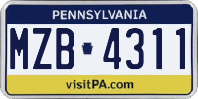 PA license plate MZB4311