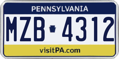 PA license plate MZB4312