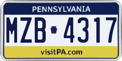 PA license plate MZB4317