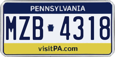 PA license plate MZB4318