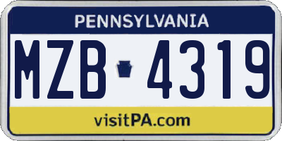 PA license plate MZB4319