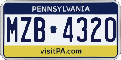 PA license plate MZB4320