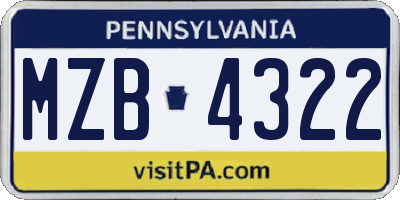 PA license plate MZB4322