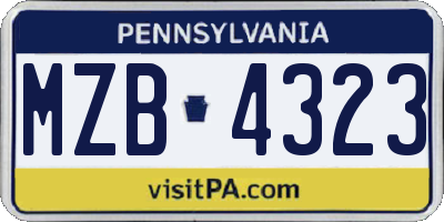 PA license plate MZB4323