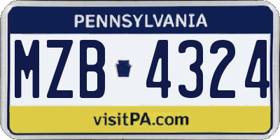 PA license plate MZB4324