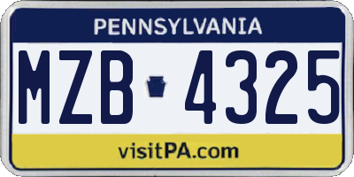 PA license plate MZB4325