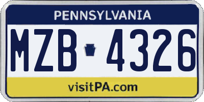 PA license plate MZB4326