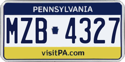 PA license plate MZB4327