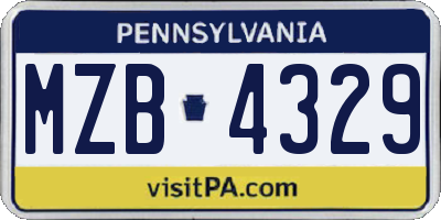 PA license plate MZB4329