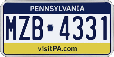 PA license plate MZB4331