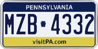 PA license plate MZB4332