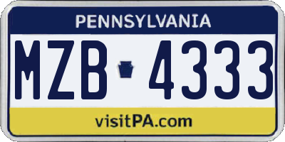 PA license plate MZB4333