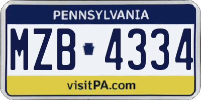 PA license plate MZB4334