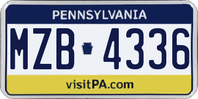 PA license plate MZB4336