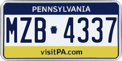 PA license plate MZB4337