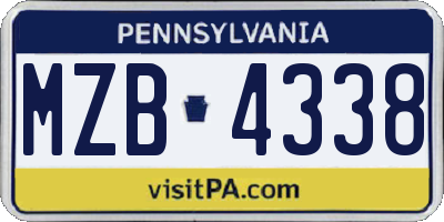PA license plate MZB4338