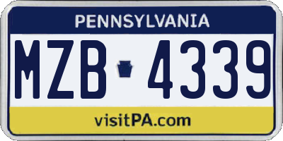 PA license plate MZB4339