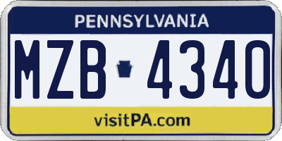 PA license plate MZB4340
