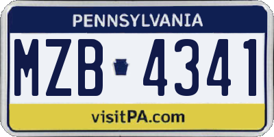 PA license plate MZB4341
