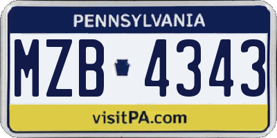 PA license plate MZB4343