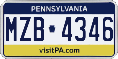 PA license plate MZB4346