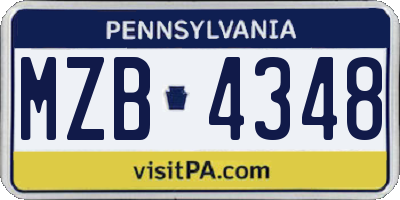 PA license plate MZB4348