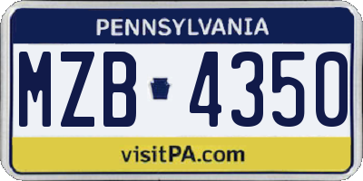 PA license plate MZB4350