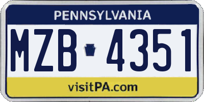 PA license plate MZB4351