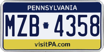 PA license plate MZB4358