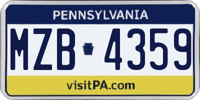 PA license plate MZB4359