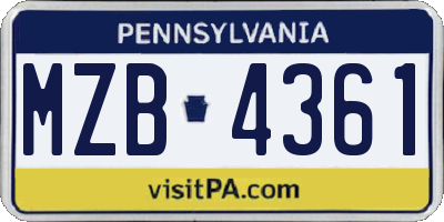 PA license plate MZB4361