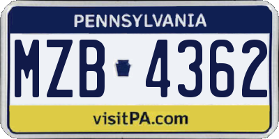 PA license plate MZB4362