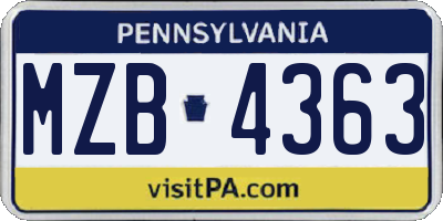 PA license plate MZB4363