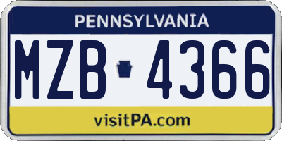 PA license plate MZB4366