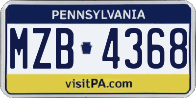 PA license plate MZB4368