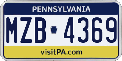 PA license plate MZB4369