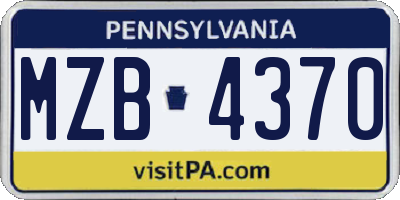 PA license plate MZB4370