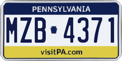 PA license plate MZB4371